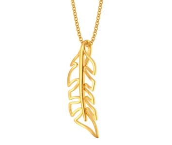 Fancy A feather gold pendant