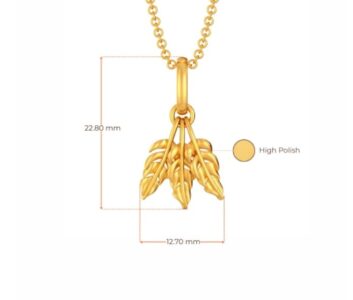 Festive Feather Gold Pendant - Image 2
