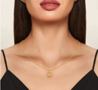 Festive Feather Gold Pendant - Image 3